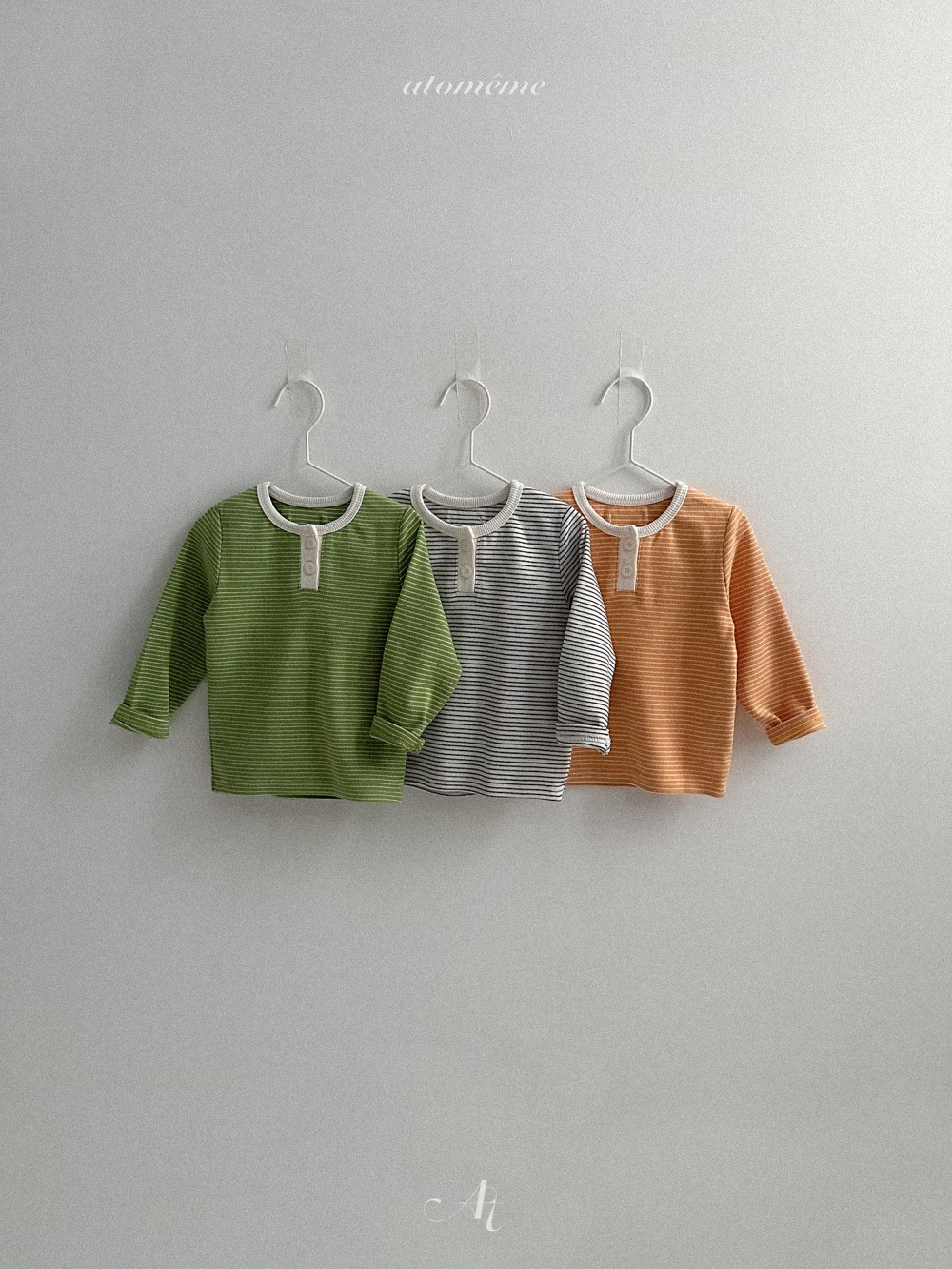 Atomeme20｜(70-110) 亨利領條紋上衣