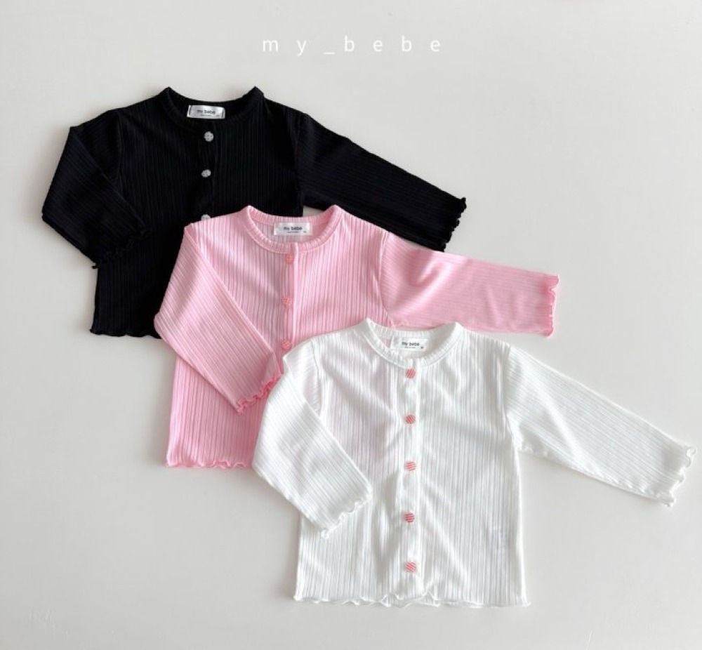 my_bebe32｜(80-120cm) 褶皺捲邊開襟外套