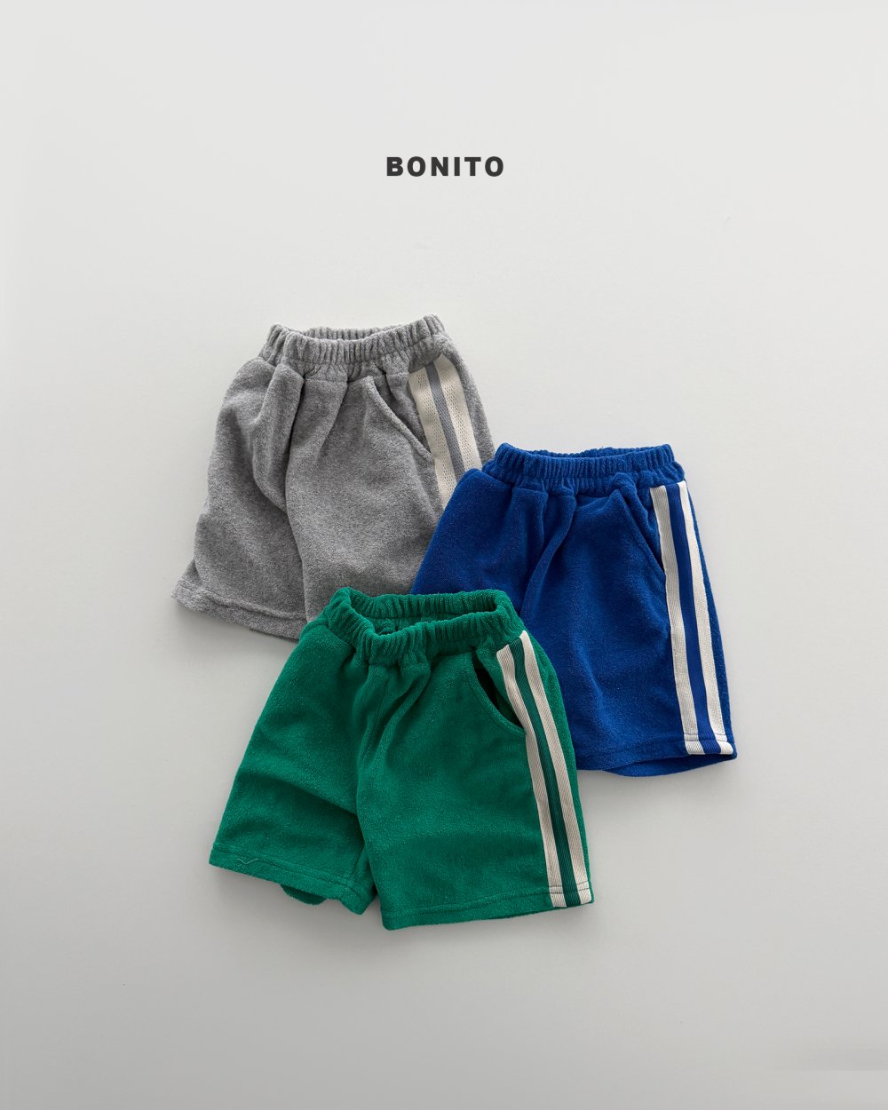 Bonito10｜(75cm-125cm) 3色雙線條運動短褲