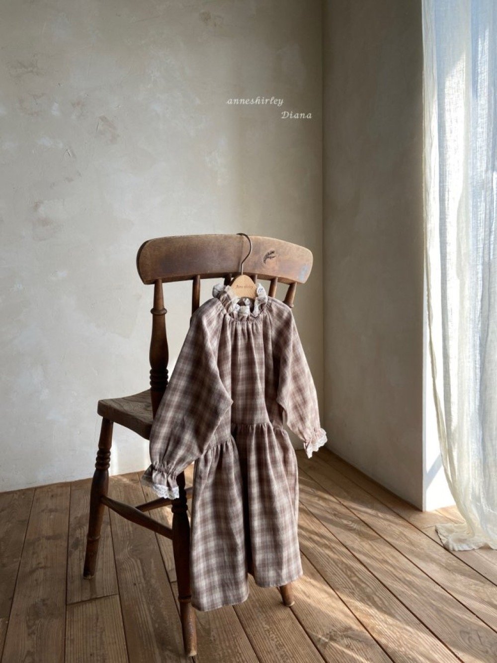 Anne Shirley16｜(1y-5y) 1色格紋蕾絲縮口洋裝