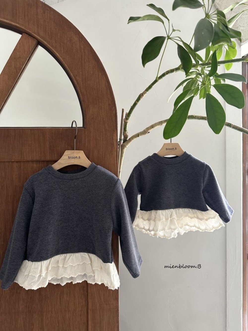 Bloom.b21｜(0m-24m/85cm-125cm) 磨毛蕾絲荷葉邊上衣