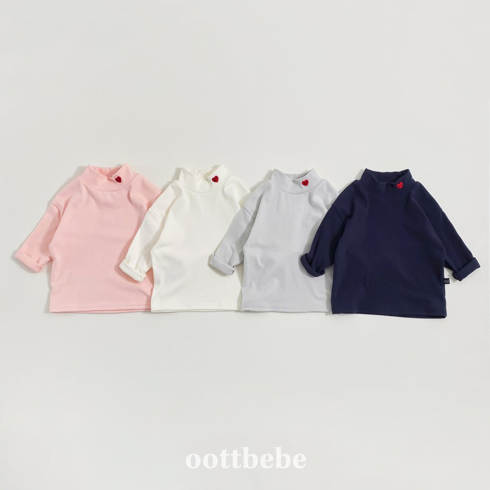 Oottbebe89｜(1y-7y)  愛心刺繡中領彈性上衣