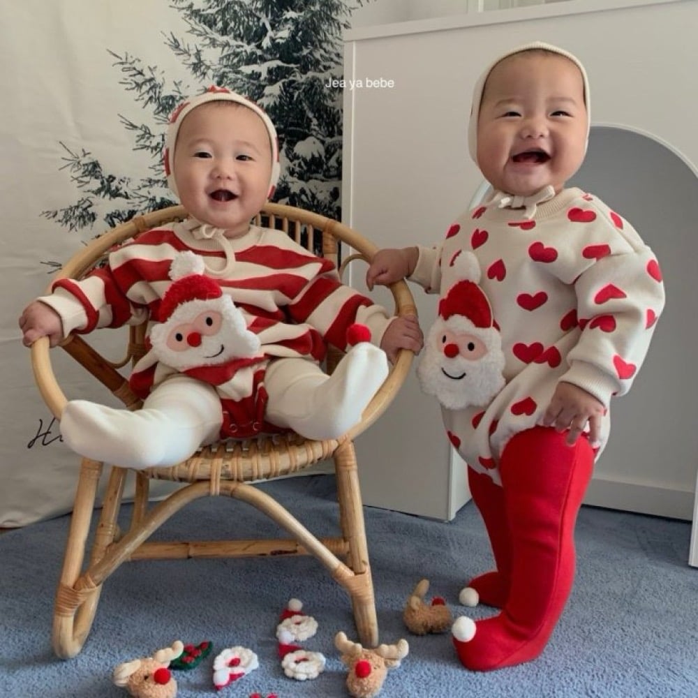 JEAYA05｜(3m-12m) 2色聖誕系列包屁衣含帽子