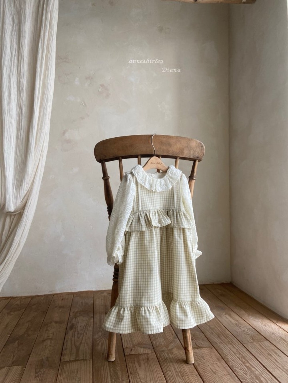 Anne Shirley03｜(1y-5y) 1色格紋綁帶荷葉洋裝