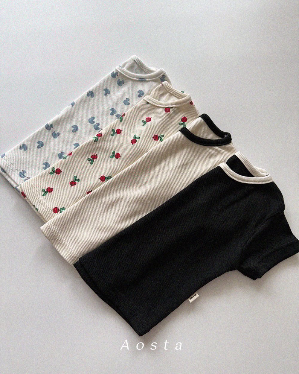 AOSTA43｜(6m-5y) 4款夏季羅紋短袖上衣