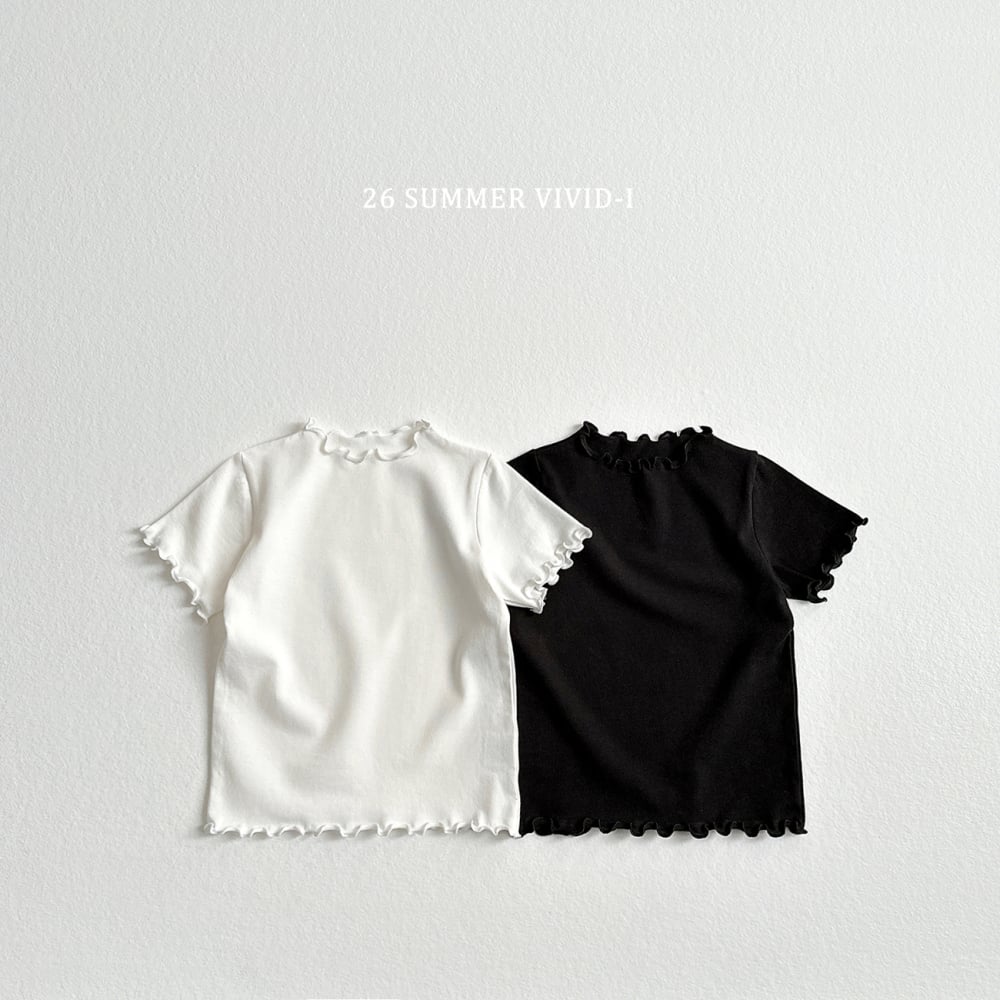 vivid48｜(78cm-125cm) 2款百搭素色木耳邊上衣