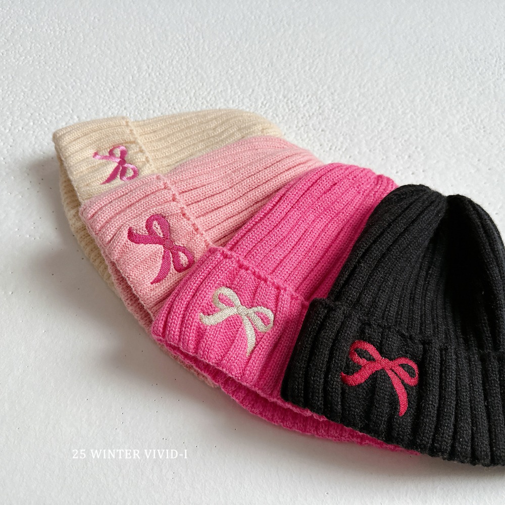 vivid108｜(free) 蝴蝶結針織反褶毛帽