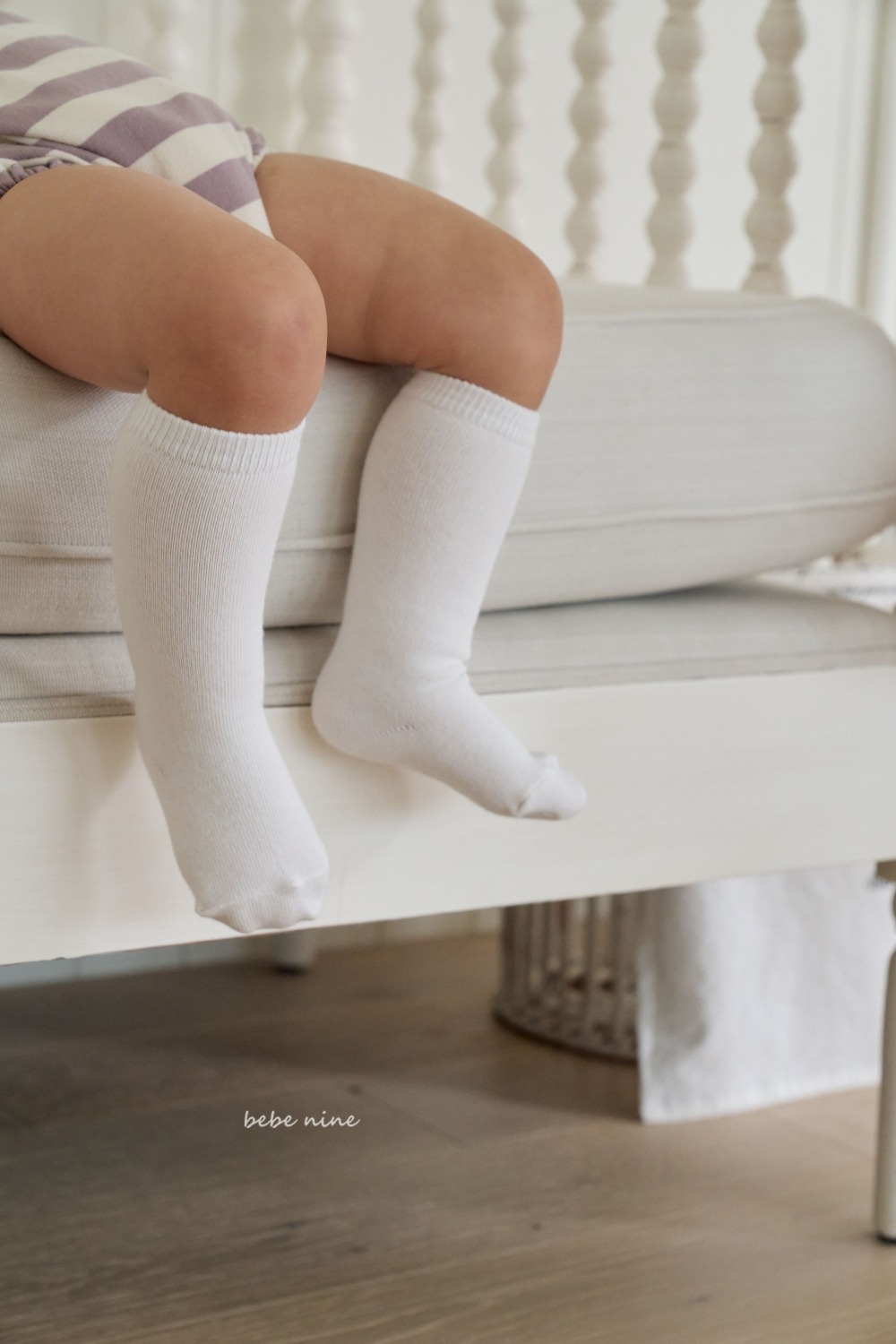 bebe nine02 (0m-36m) 1色黑白筒襪四雙組