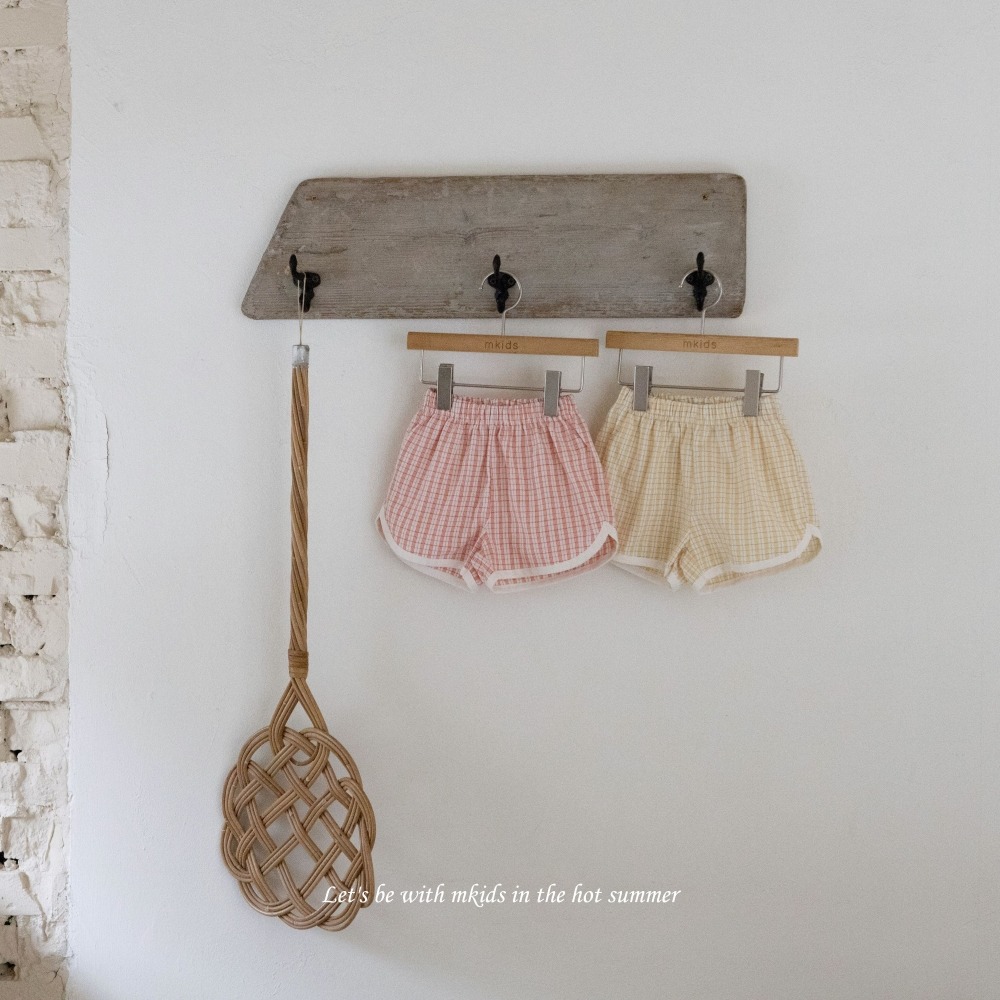 M-KIDS24｜(65-115cm) 開岔格紋短褲