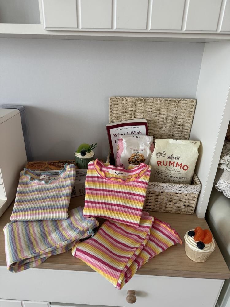 LePetitmot16｜(80-125cm) 木耳邊條紋套裝