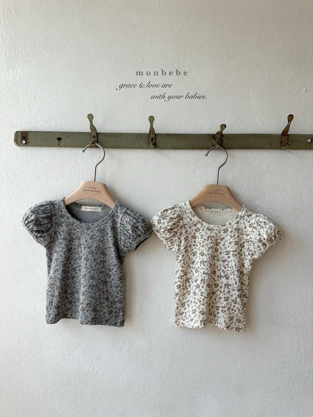 MONBEBE07｜(1y-8y MOM) 公主袖蓬蓬花上衣
