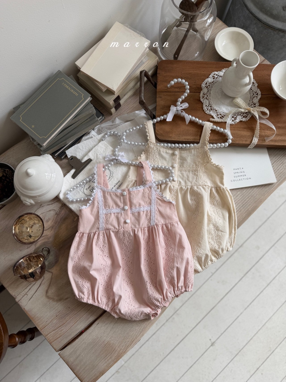 Marron07｜(3m-18m 1y-6y) 花園蕾絲邊包屁衣/洋裝