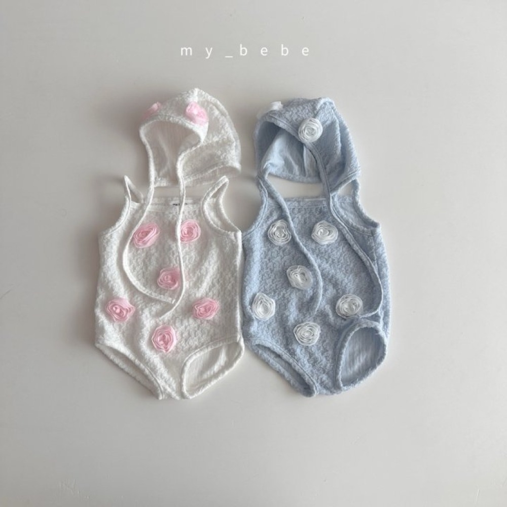 my_bebe11｜(75-105cm) 玫瑰花泳衣含帽子