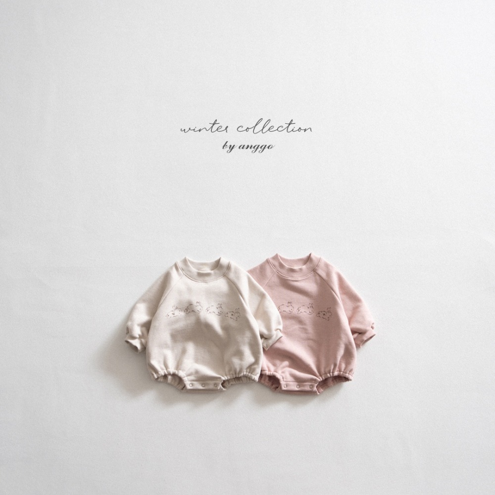 anggo34｜(3m-12m) 小兔印花包屁衣