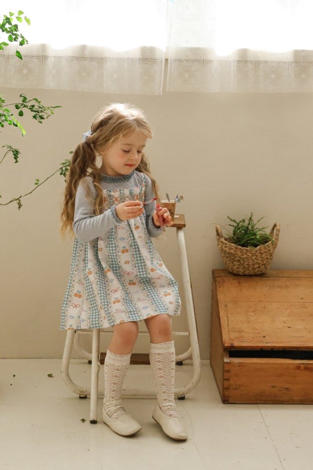 FLO10｜(75-140) 3色櫻桃碎花細肩洋裝