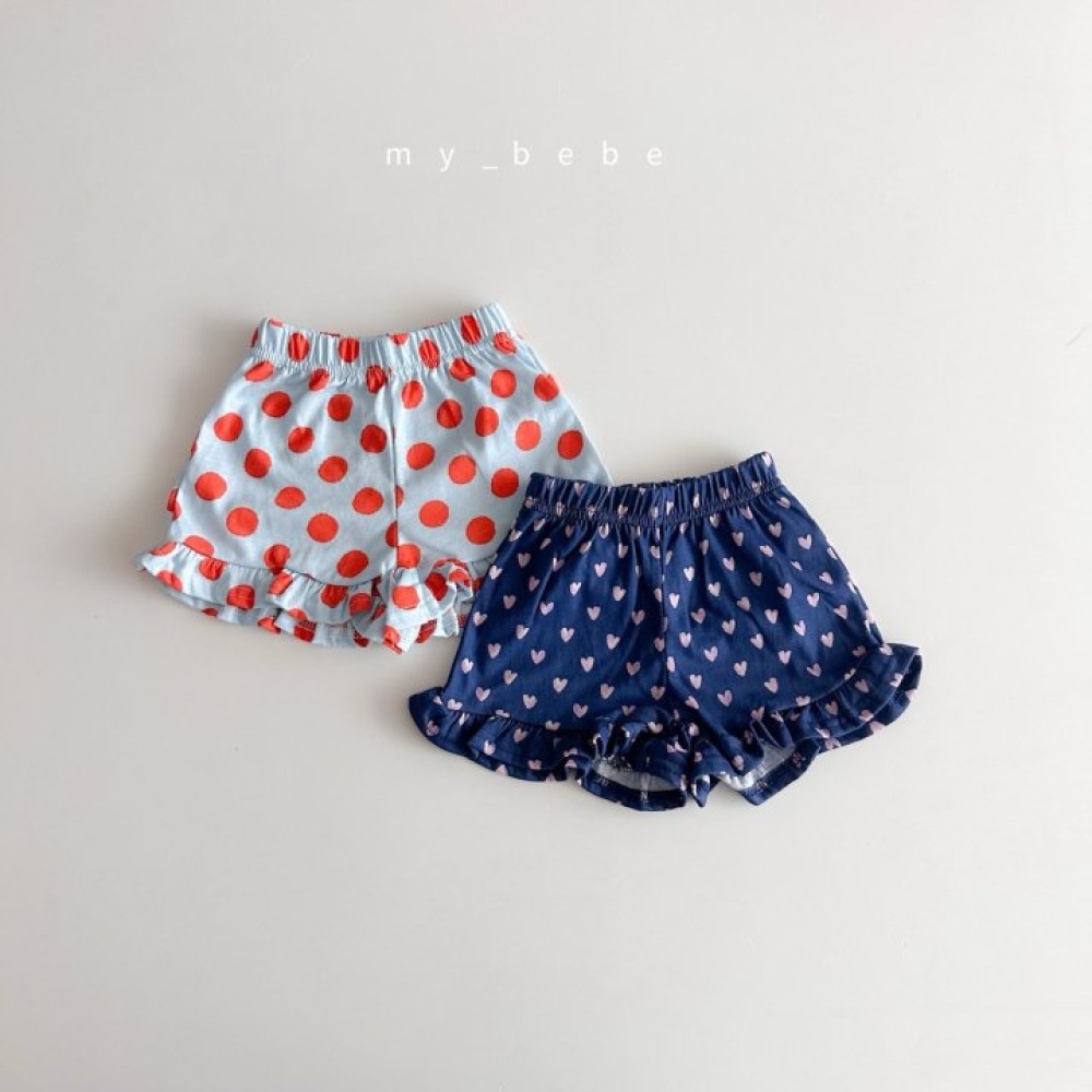 my_bebe28｜(80-120cm) 印花荷葉邊短褲