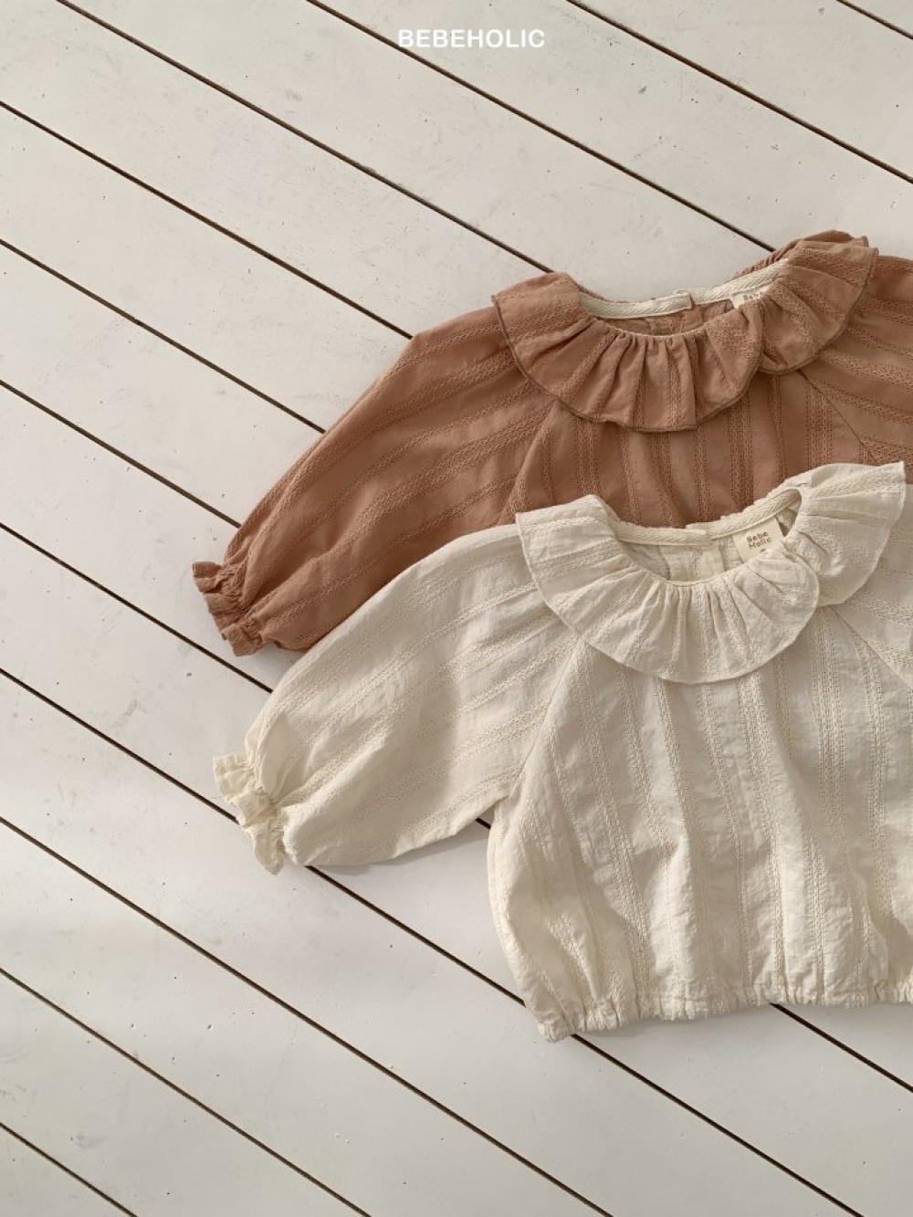 Bebe holic39｜(3m-18m) 花瓣領縮口襯衫