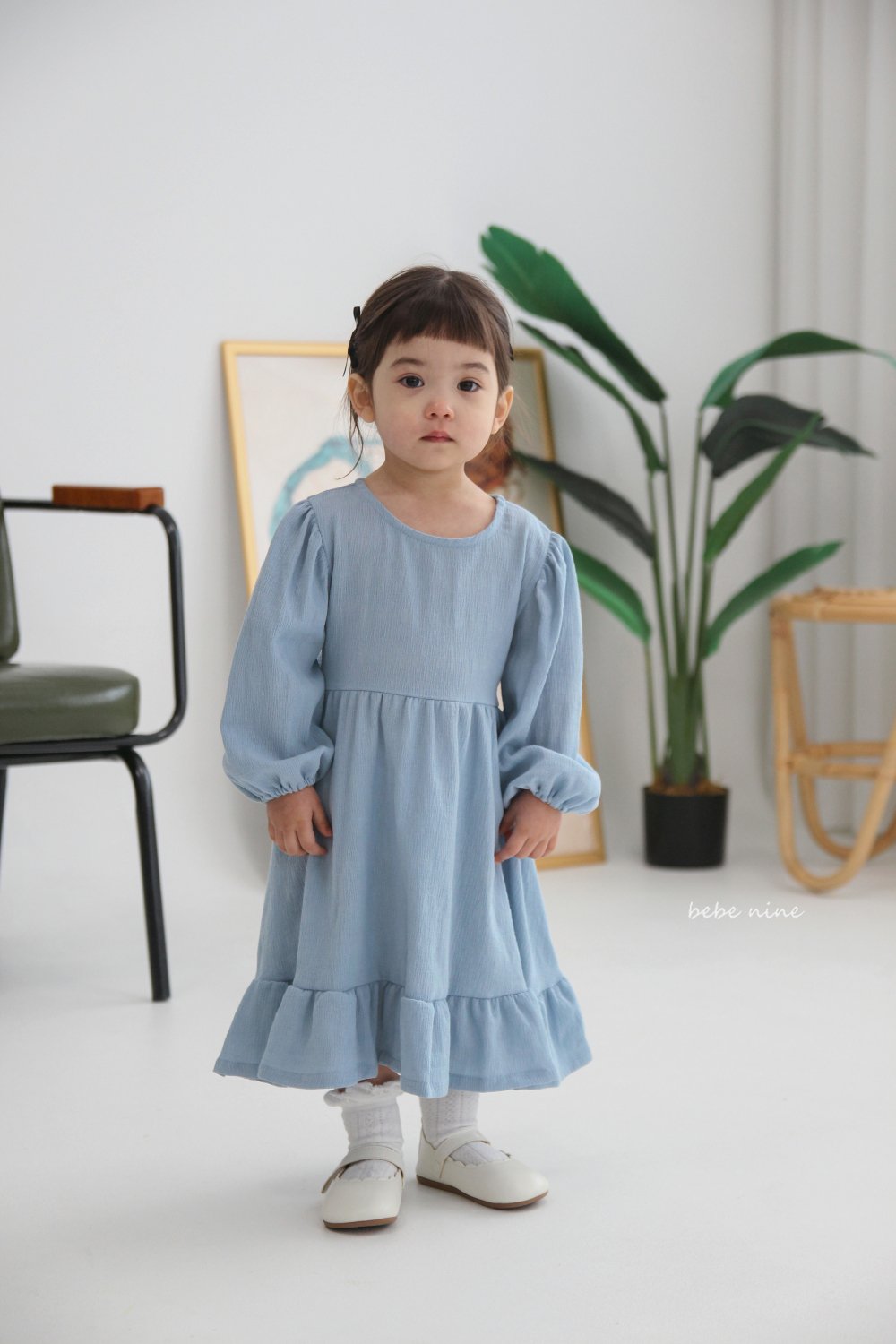 bebe nine01 (65-115) 2色簡約綁帶洋裝