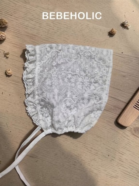 Bebe holic61｜(Free) 荷葉蕾絲綁帶帽