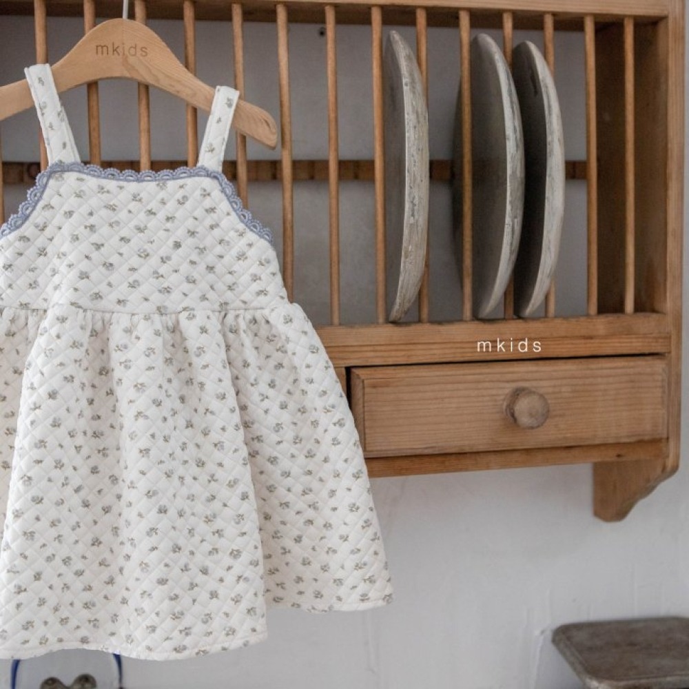 M-KIDS23｜(65-115cm) 2色絎縫蕾絲滾邊洋裝