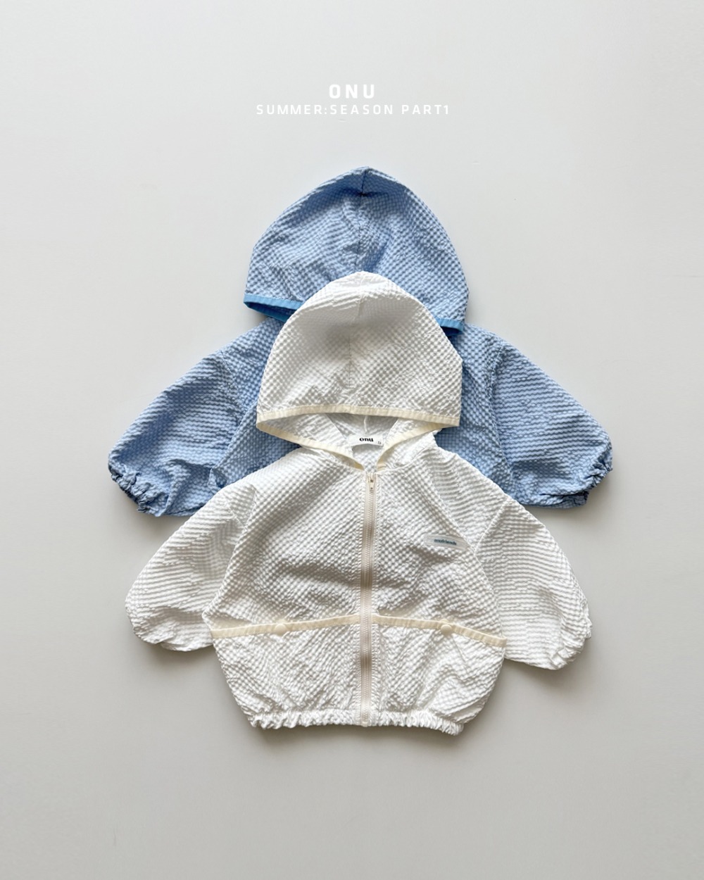 onu47｜(70cm-115cm) 泡泡紗拉鍊連帽外套
