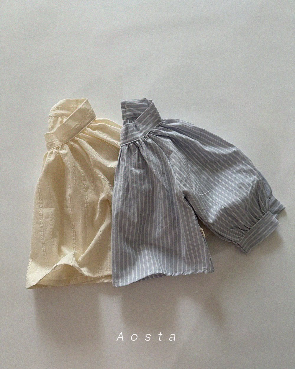 AOSTA21｜(6m-5y) 立領壓紋/細條襯衫
