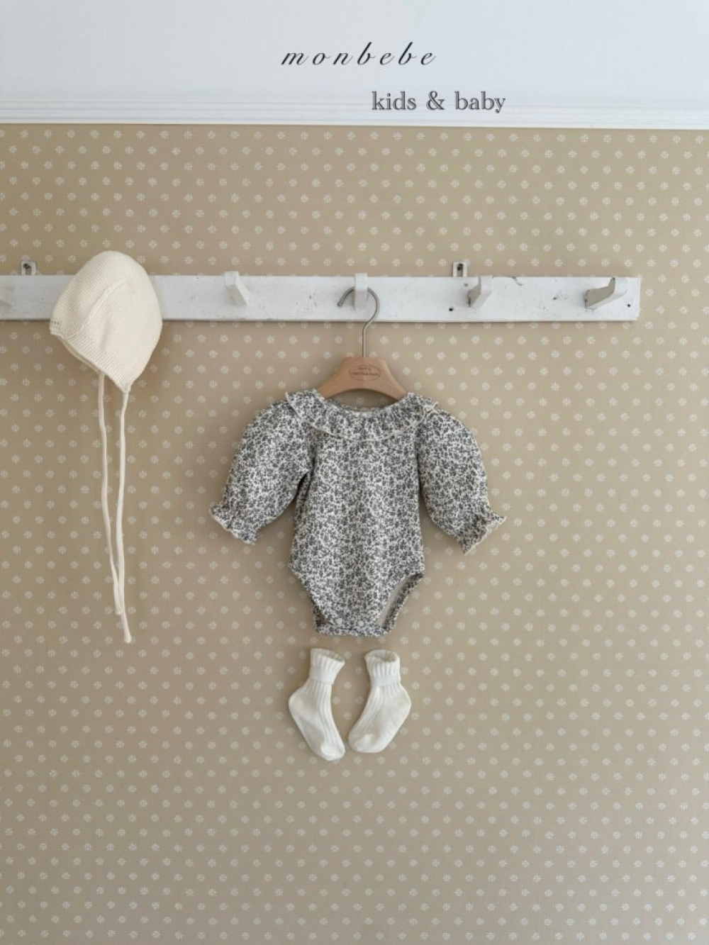 MONBEBE36｜(3m-24m) 荷葉領碎葉包屁衣