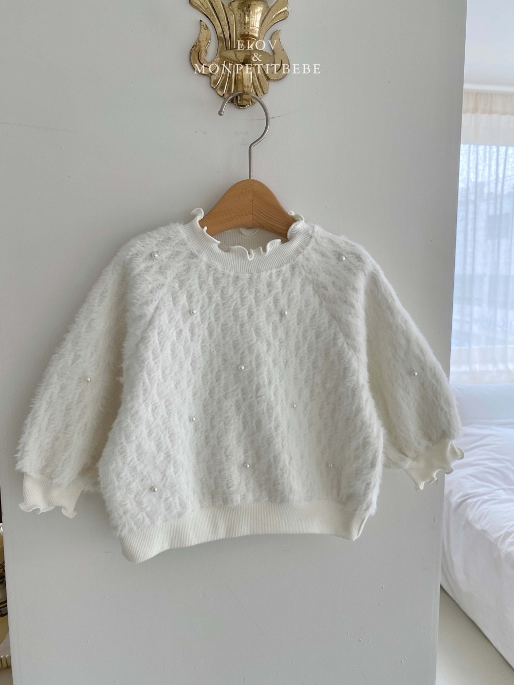 Monpetitbebe17｜(70cm-110cm) 刷毛珍珠上衣