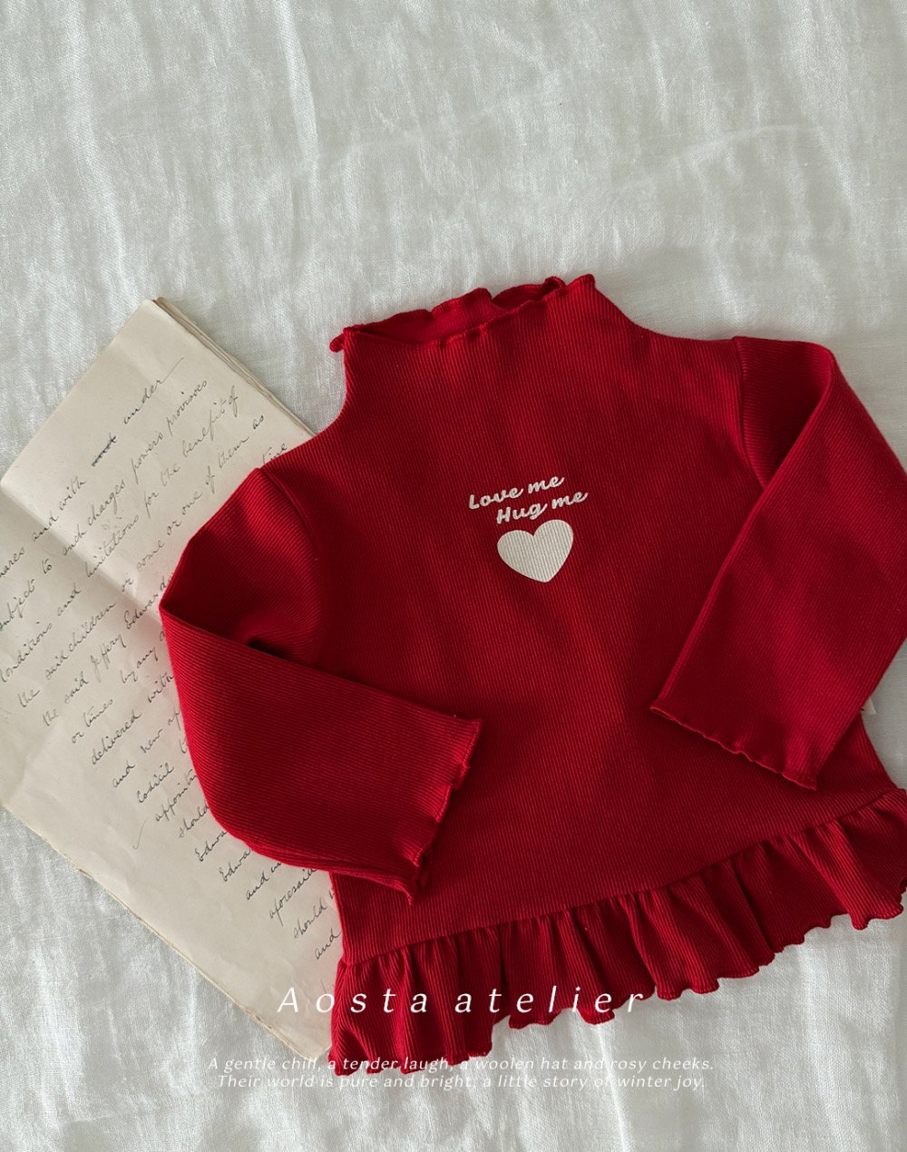 AOSTA22｜(6m-5y) 荷葉捲邊愛心上衣