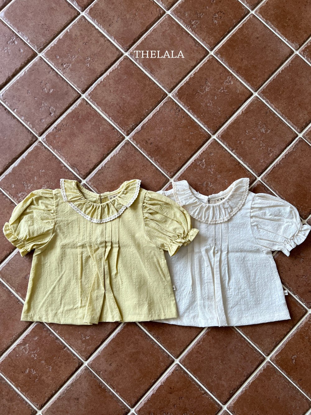 thelala49｜ (70-115) 滾邊荷葉領公主袖上衣