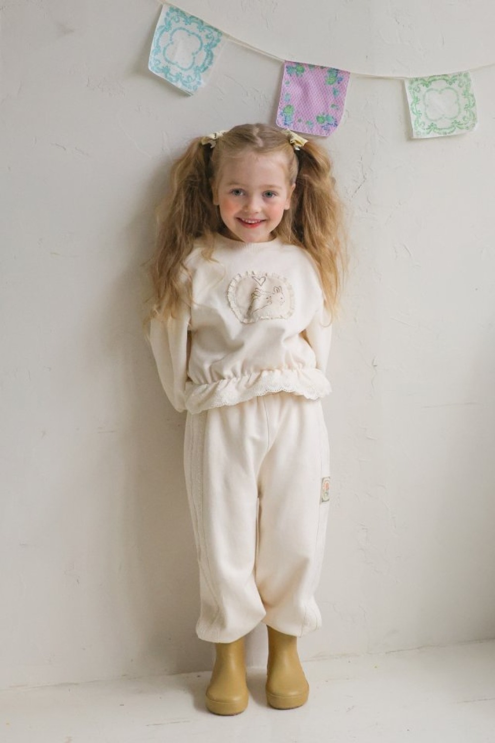 FLO45｜(75-140) 2色滾邊蕾絲縮口褲