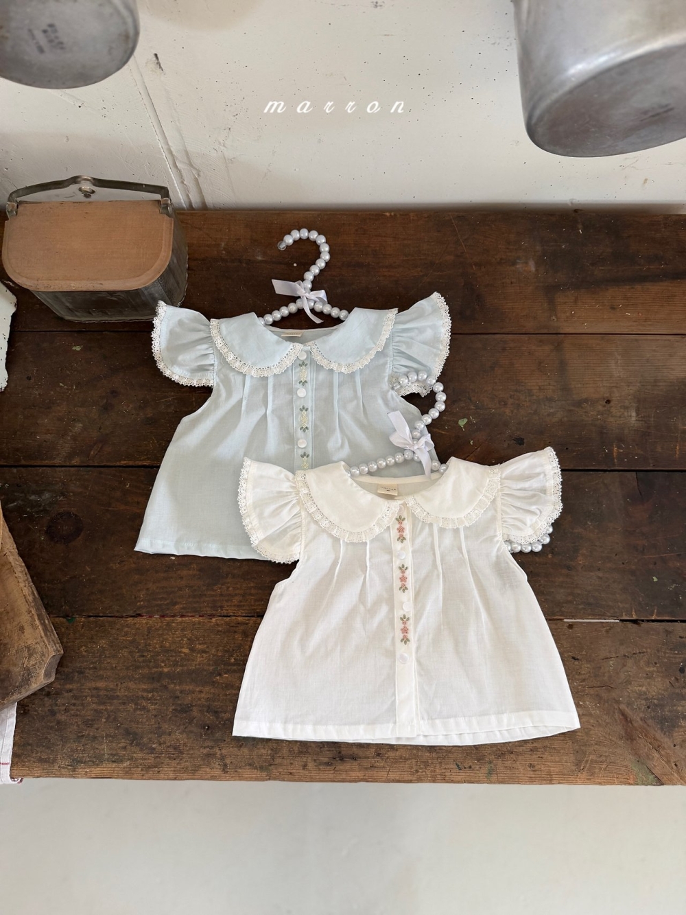 Marron23｜(1y-6y) 珍妮刺繡翻領襯衫