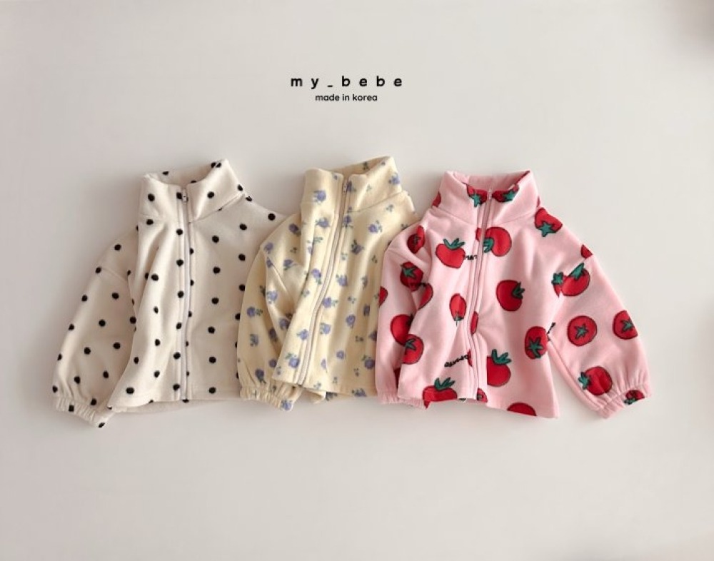my_bebe08｜(-12m-7y) 印花刷毛拉鍊外套