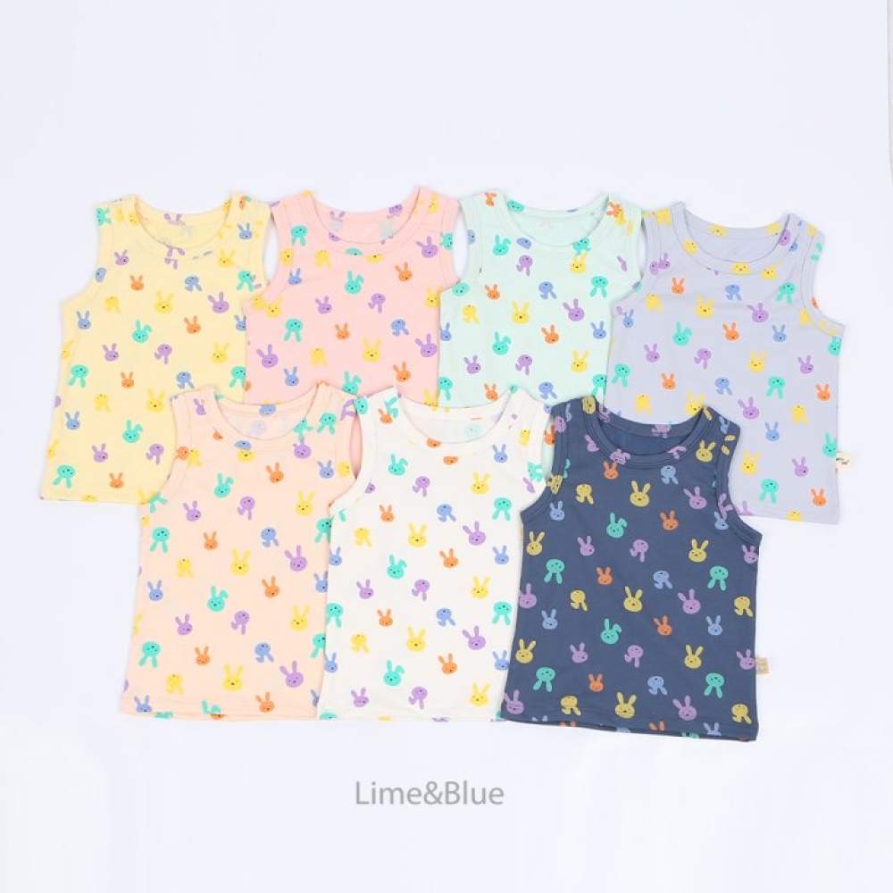 LIME&BLUE14｜(80-118cm)  彩色兔兔無袖服