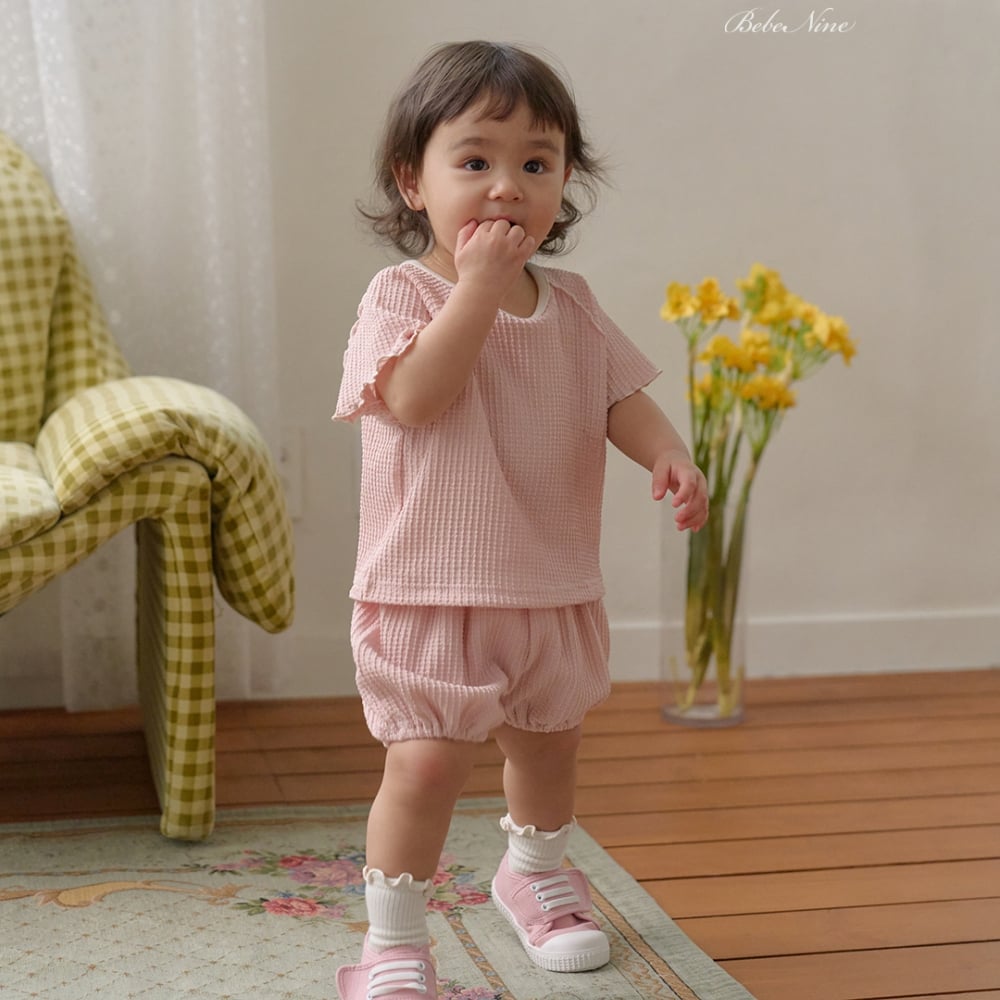 bebe nine02  (6m-24m) 3色休閒木耳邊套裝