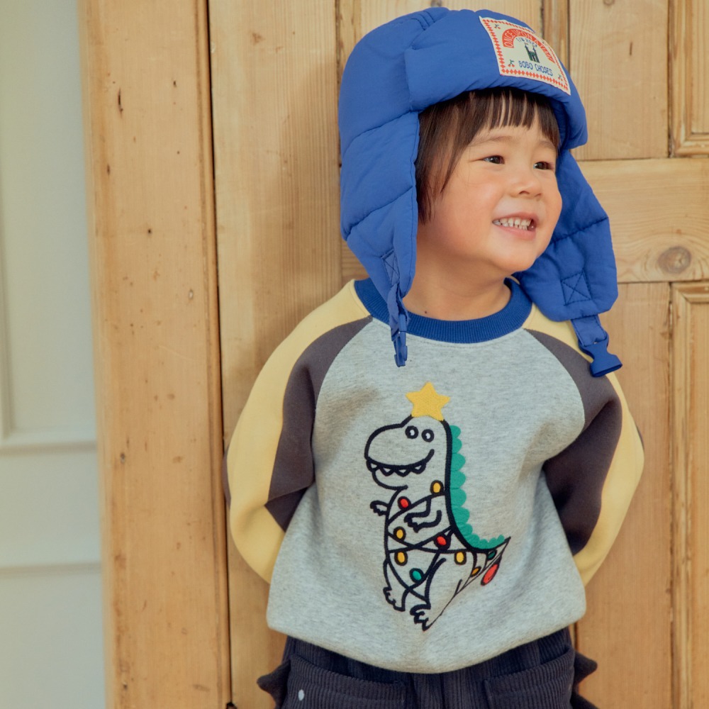 1st blue 18｜(80-118cm) 2色聖誕恐龍內刷毛休閒上衣