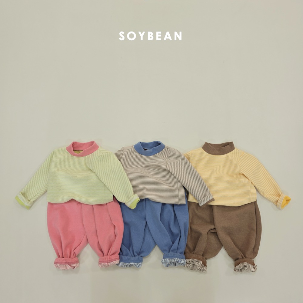 Soybean47｜(75cm-118cm) 撞色高領縮口褲套裝