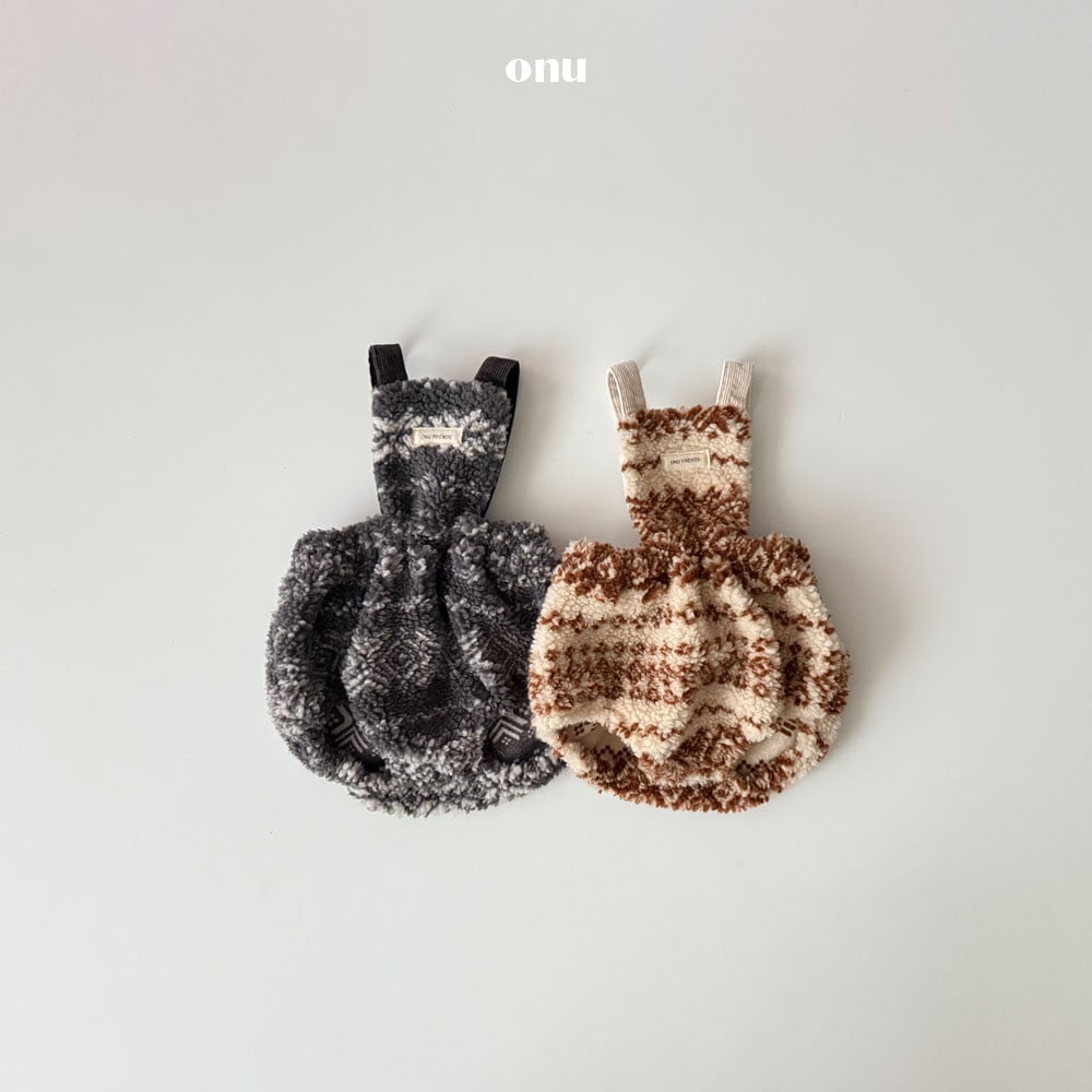 onu 01｜(6m-12m) 雪花刷毛吊帶包屁褲