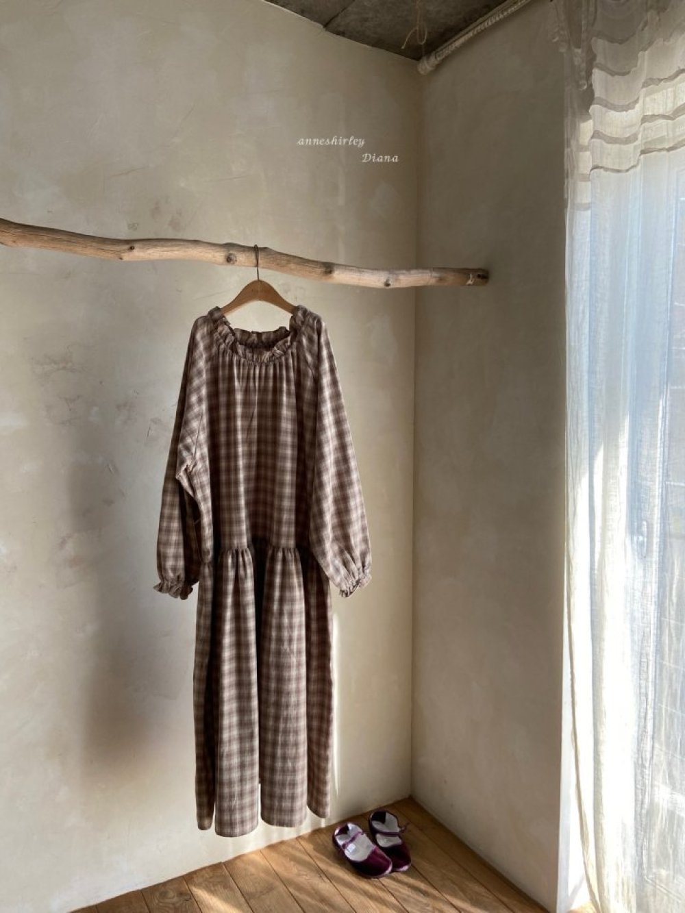 Anne Shirley16｜(1y-5y) 1色格紋蕾絲縮口洋裝