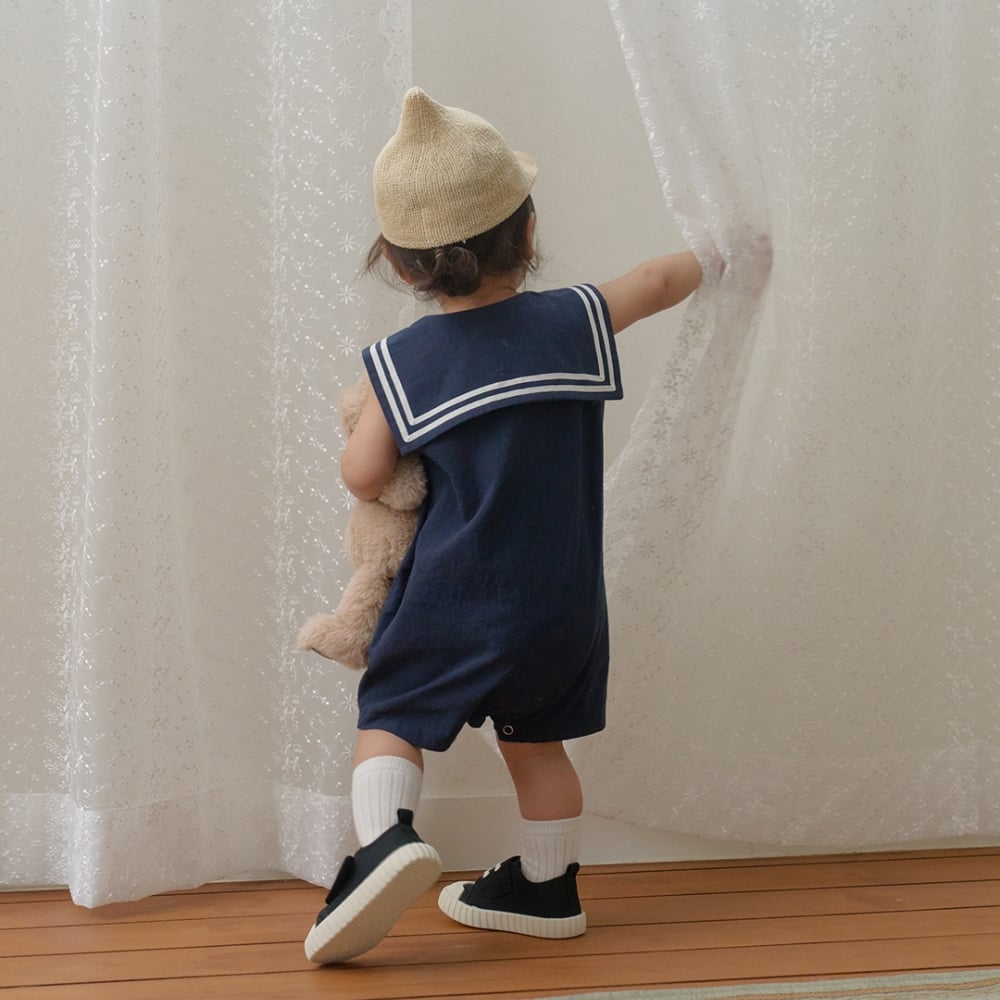 bebe nine35  (6m-24m) 3色海軍翻領連身服