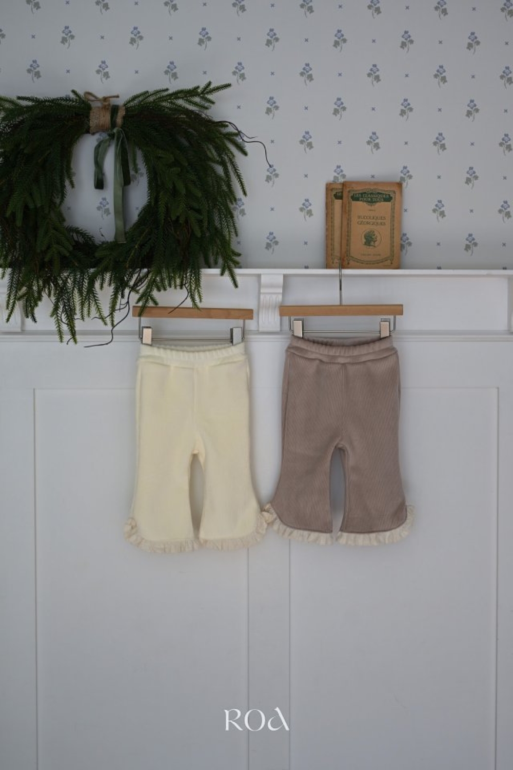 ROA34｜(6m-18m) 2色蕾絲邊喇叭褲