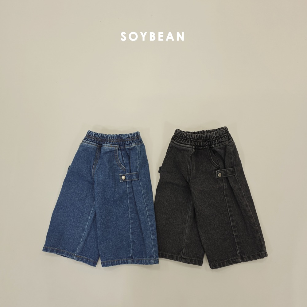 Soybean88｜(75cm-118cm) 按扣牛仔寬褲