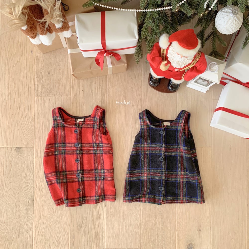 Fondue 27｜(75cm-120cm)  格子背心連身裙