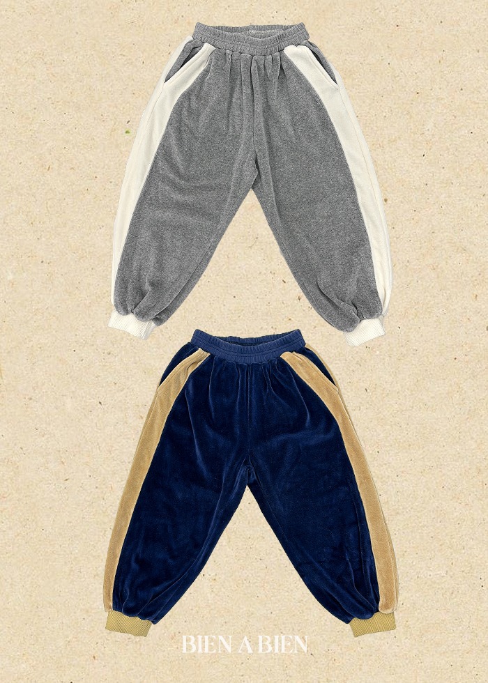 Bien A Bien06｜(90cm-130cm) 撞色線條束口褲