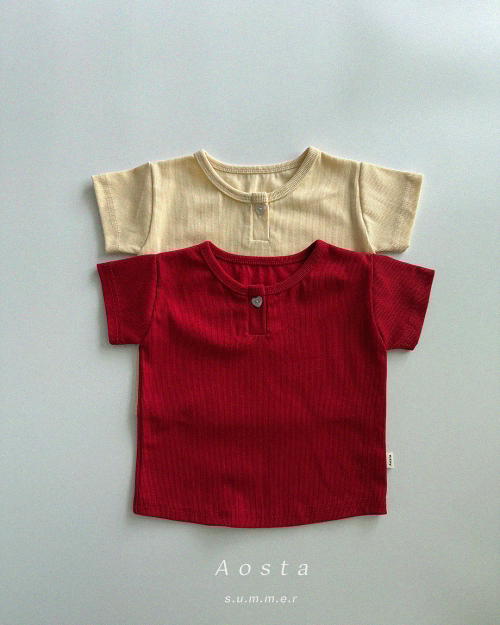 AOSTA51｜(6m-5y) 心形鈕釦素色上衣