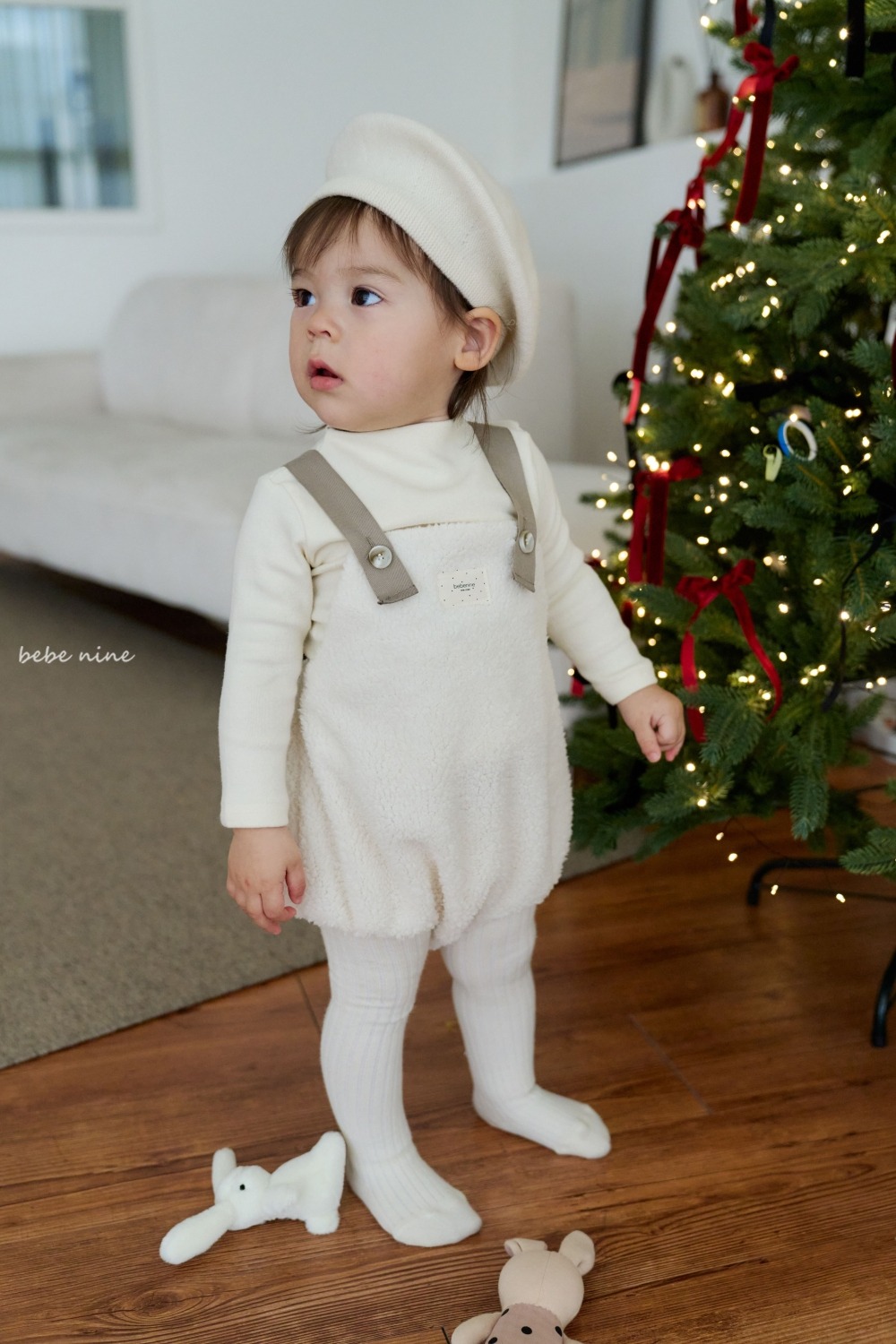 bebe nine03 (65cm-75cm) 2色刷毛吊帶包屁衣