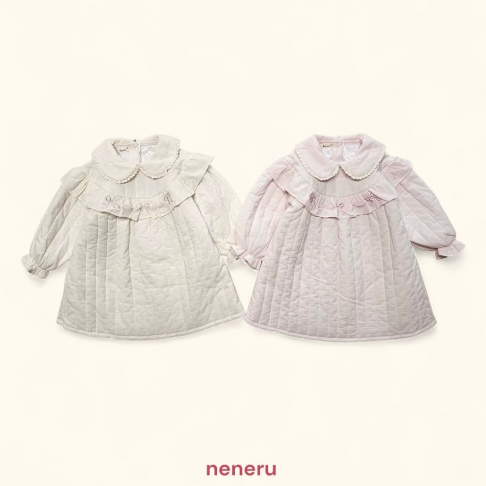 neneru30｜(85cm-125cm) 2色蝴蝶結荷葉邊洋裝