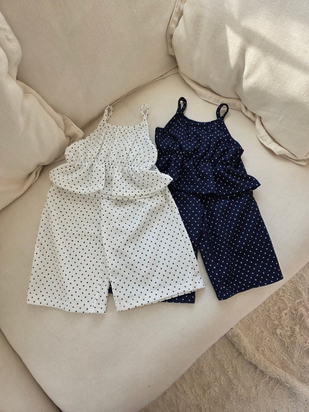 Color23｜(75-115cm) 細肩波點套裝