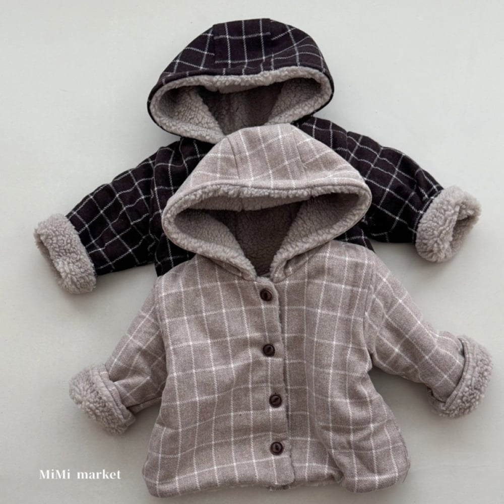 mimi market08 (65-85cm)  格子鈕扣外套