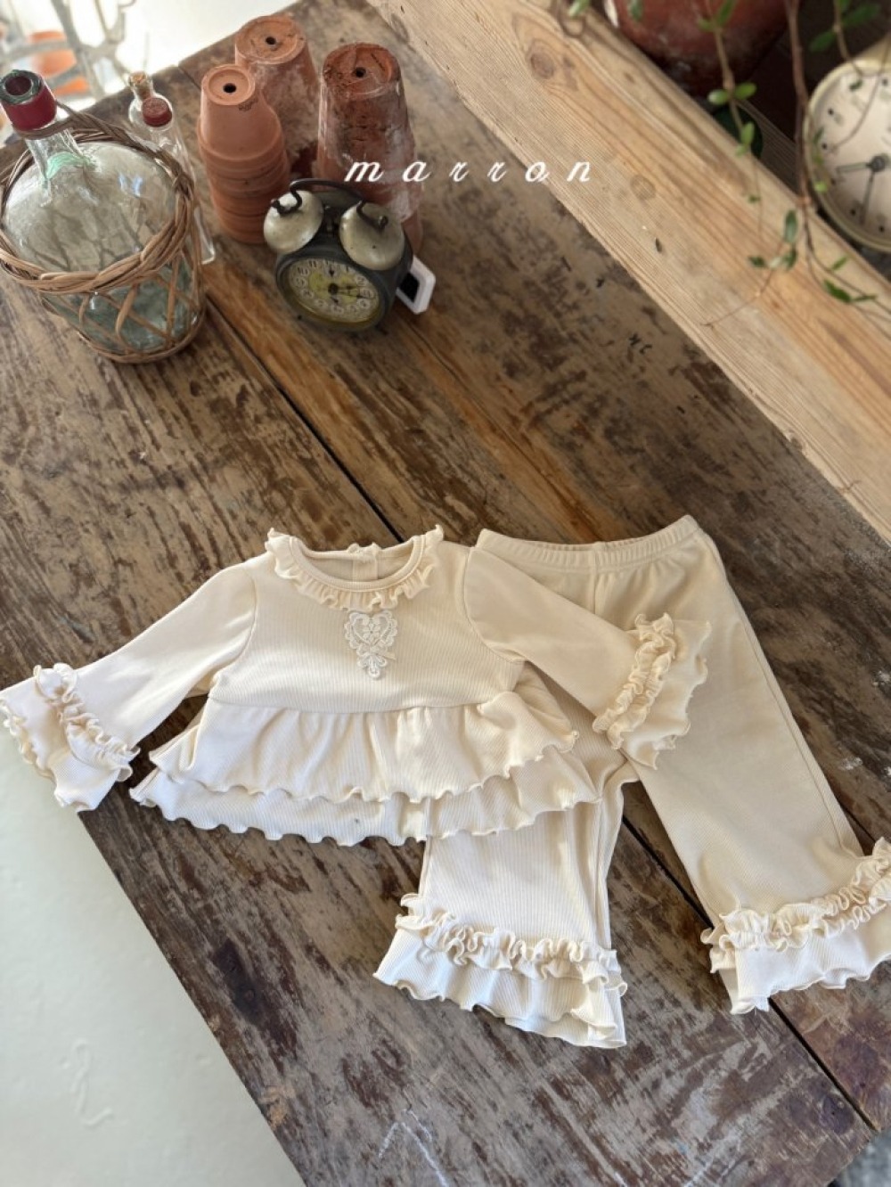 Marron10｜(1y-6y) 層次荷葉滾邊套裝